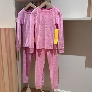 自留6-12女童JC家两色字母柔软绒面长袖长裤修身家居服套装