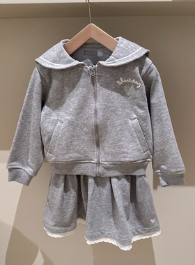 自留100-155韩系女童刺绣字母闪闪爱心学院风翻领毛圈外套