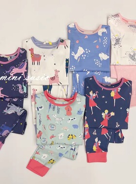 断码特价2-12女童纯棉多色卡通长袖家居服秋衣秋裤套装