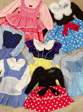 80-160日系女童多色拼接网纱长袖卡通公主裙