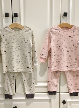 80-130minisusic韩国男女童可爱小动物纯棉家居服套装