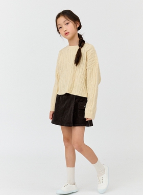 自留110-160韩系女童条绒黑灰色双侧口袋松紧腰裙裤靴裤