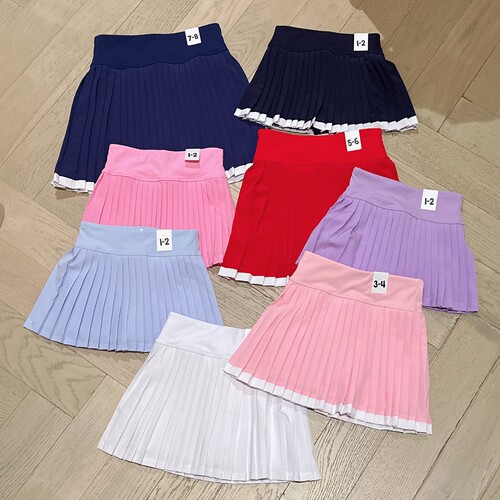 包邮2-10澳女童多色百褶防走光网球运动半裙