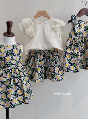 3个月-12minisusic法系夏季女童宝宝满印太阳花半裙裙子系列