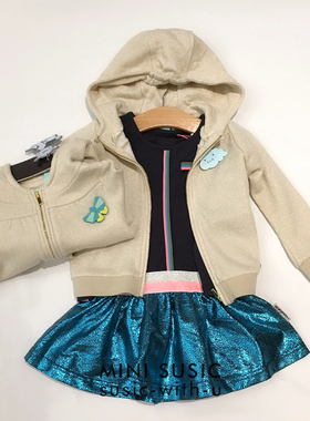 92-122女童blingbling毛圈连帽卫衣外套