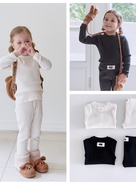 100-145韩系潮童RJ坑条拉架面料弹力舒适打底衫 打底裤（分开拍）