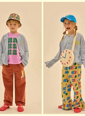 110-150韩系潮童JM蓝白条纹后背卡通长袖薄款外套空调衫