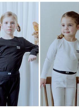 100-145韩系潮童RJ两色字母圆领单面拉架纯棉家居服（分开拍）