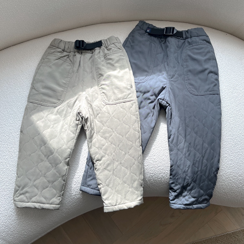 90-150日系bems男女童两色绗缝夹薄棉长裤