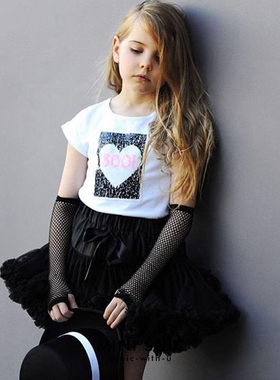 1-7岁MINISUSIC澳洲白色亮片卡通幽灵爱心女童短袖T恤