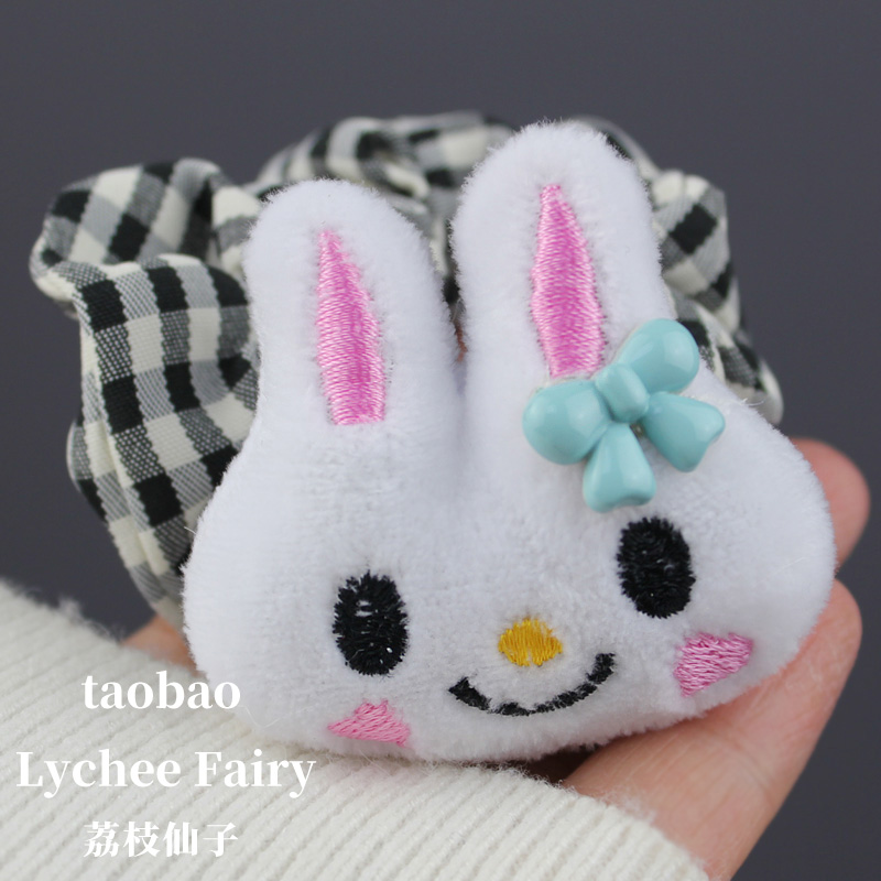 小兔格子小肠发圈简约甜美女孩发绳橡皮筋头绳可爱发饰高弹力发饰