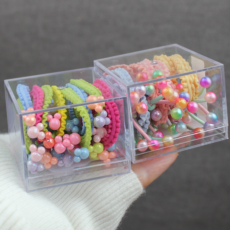 儿童发饰盒装发绳女童可爱彩色发圈宝宝卡通高弹力小号皮筋扎头发