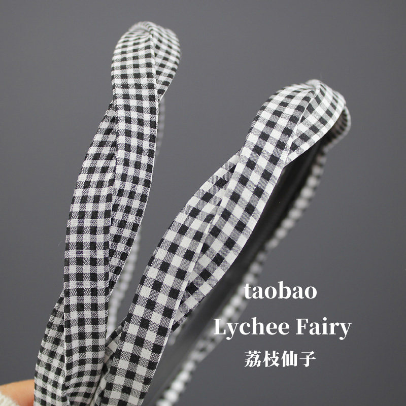 高品质黑白格子麻花发箍头箍少女女孩气质简约百搭发饰头饰发卡