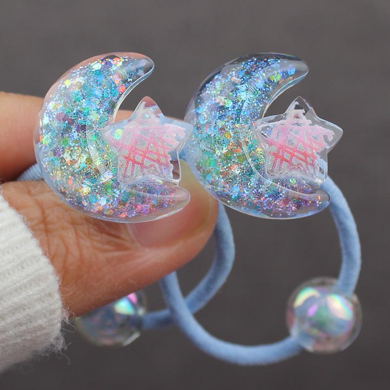 高品质多切面闪亮月亮星星天鹅皇冠云朵女童小号头绳皮筋小女孩