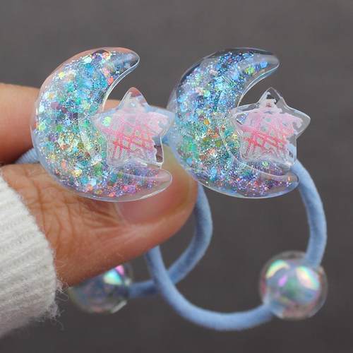 高品质多切面闪亮月亮星星天鹅皇冠云朵女童小号头绳皮筋小女孩