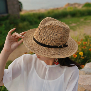 cocoa小苏2025新款麦草编防晒帽子女夏季大小头围显脸型卡其盆帽