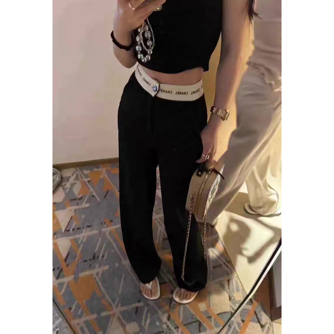 大甜家--高货小香辣妹设计款西装夏季垂坠高级感时尚拖地裤子