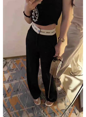 大甜家--高货小香辣妹设计款西装夏季垂坠高级感时尚拖地裤子