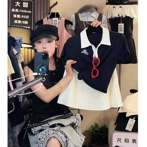 高尔夫百褶裙套装--大甜家南油意法高端定制女装