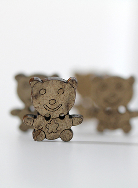 【DIY纽扣/扣子】配件辅料 木质木头小熊纽扣  2颗/元 M-26