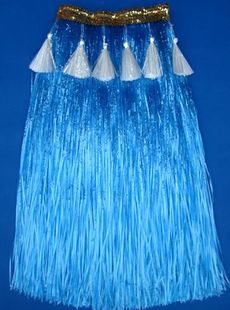夏威夷草裙舞蹈草裙双层加厚草裙舞服装 80CM弹性亮片腰围草裙蓝色