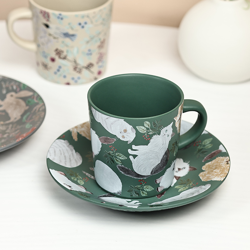 松尾美雪马克杯点心盘插画水杯