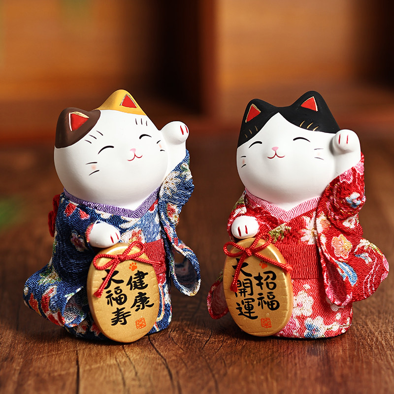 日本进口药师窑和服招财猫手作锦彩桌面摆件饰品吉祥可爱猫咪礼物,家居饰品,招财猫,淘宝优惠券,粉丝福利购,淘宝优惠卷