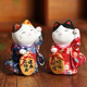 日本进口药师窑和服招财猫手作锦彩桌面摆件饰品吉祥可爱猫咪礼物