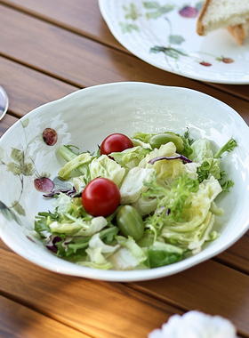 日本进口鸣海NARUMI露西花园骨瓷餐盘深盘碟子餐具套装礼盒送礼