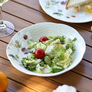 日本进口鸣海NARUMI露西花园骨瓷餐盘深盘碟子餐具套装 礼盒送礼