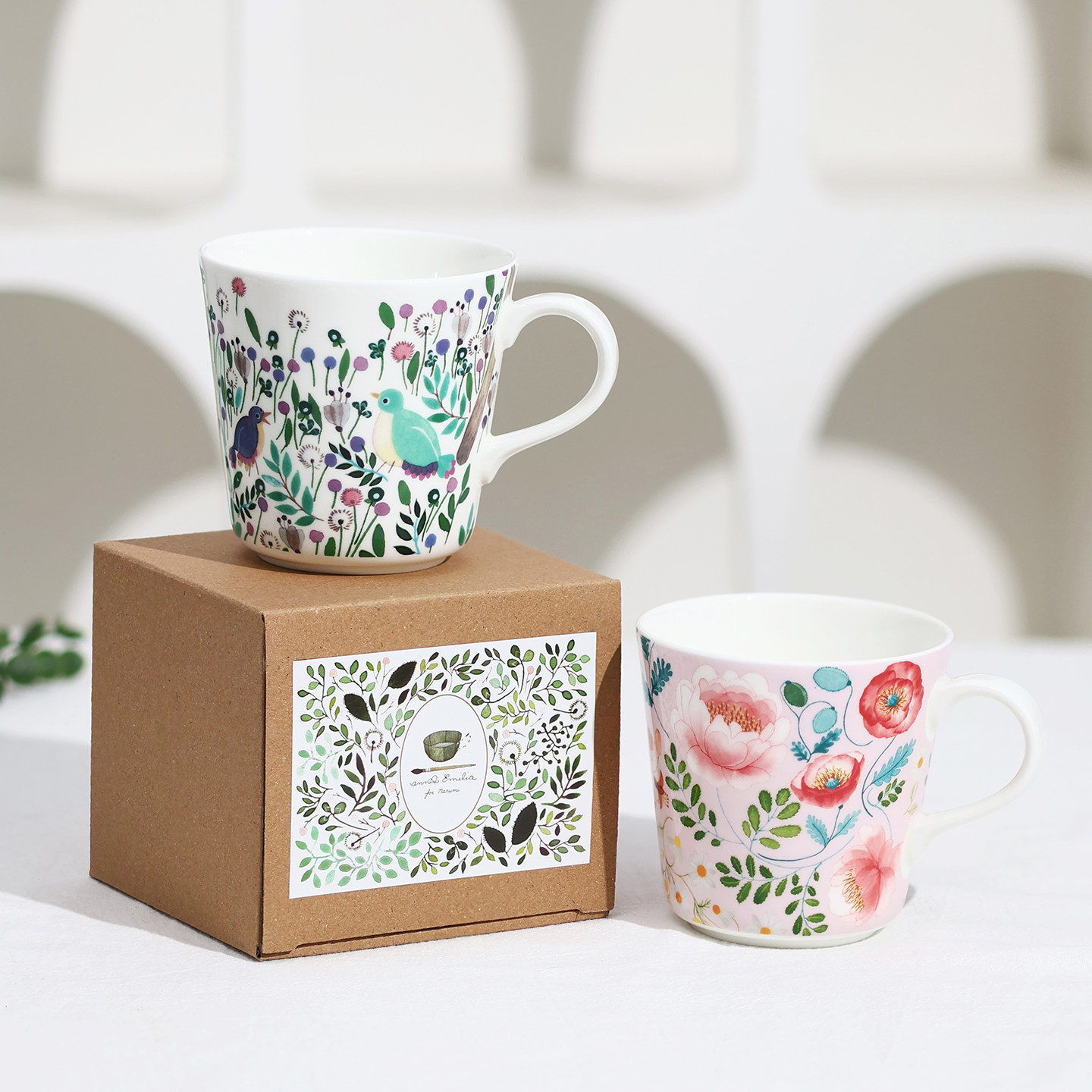 日本进口Narumi鸣海Anna Emilia设计师马克杯骨瓷森系水杯祝福杯