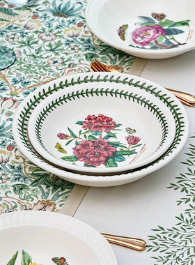 英国Portmeirion波特美林花草园系列深盘花朵点心盘意面碗餐具