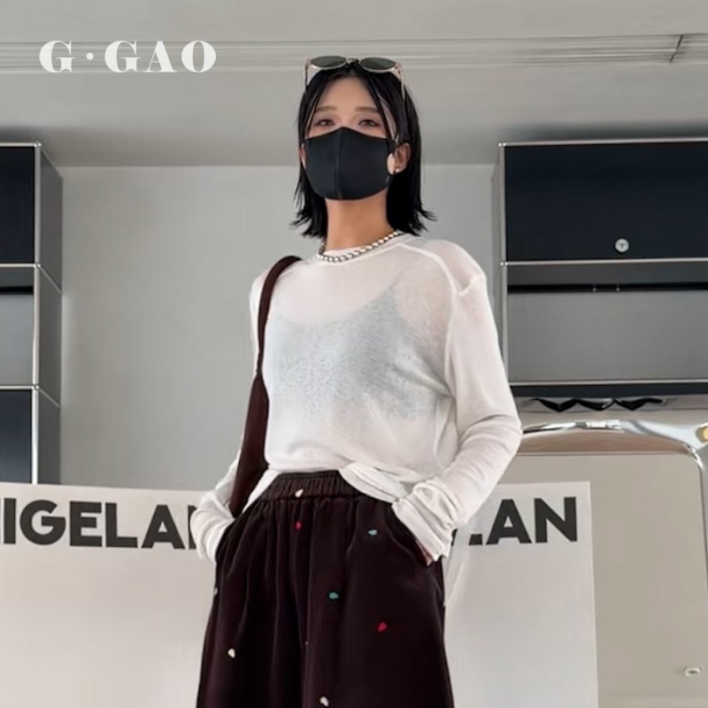 GGAO25秋新诗歌兰女装2050天丝羊毛T恤长袖打底衫欧洲站I29
