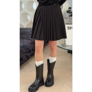 秒发诗歌兰2025秋新款 8802英伦风通勤知性珠片高腰百褶裙半裙女