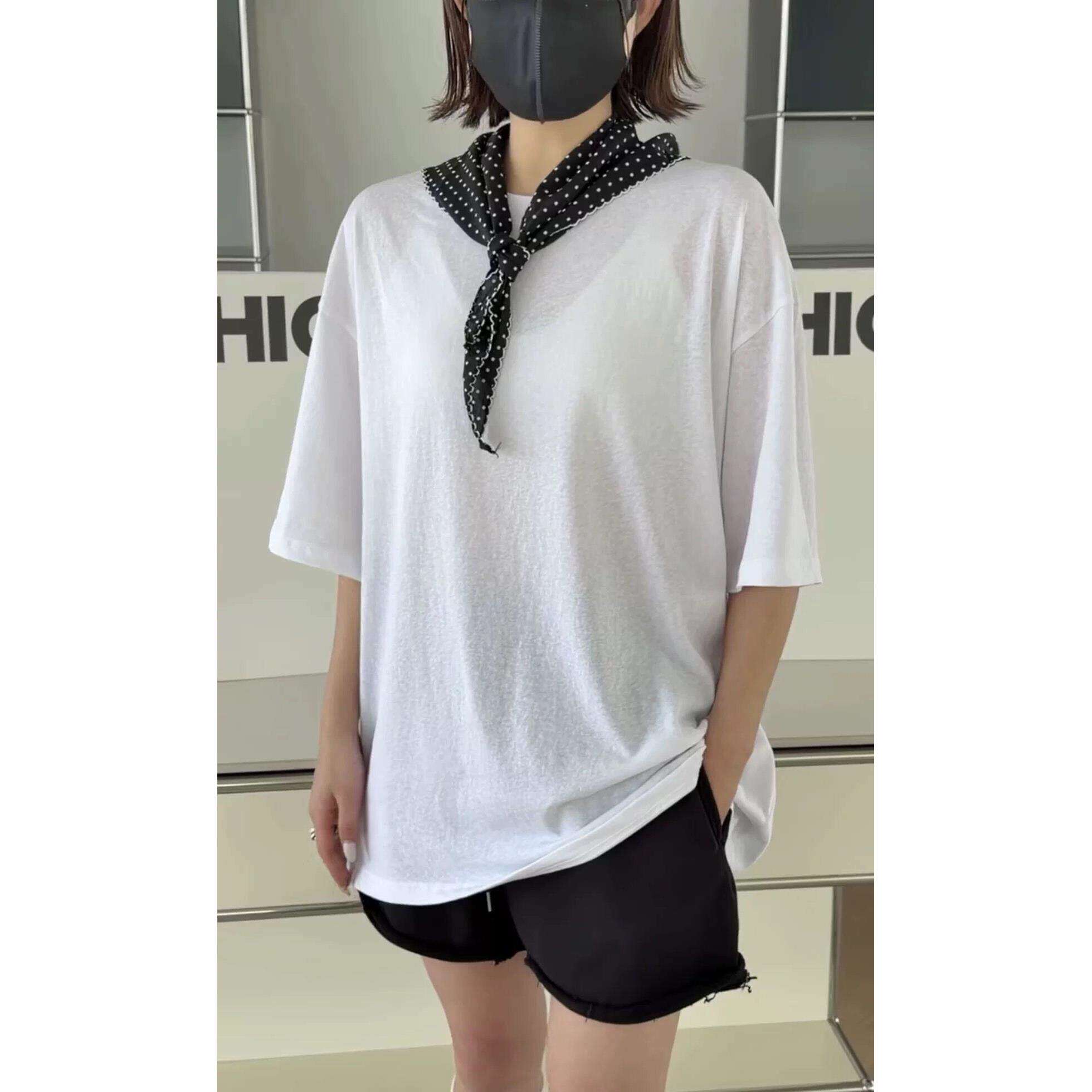 女装2026春夏款 72307慵懒风显瘦极简丝巾短袖休闲T恤女