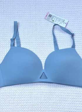 瑕疵尾货不退换内衣无钢圈文胸蓝色超薄杯无痕一片式双排扣80A