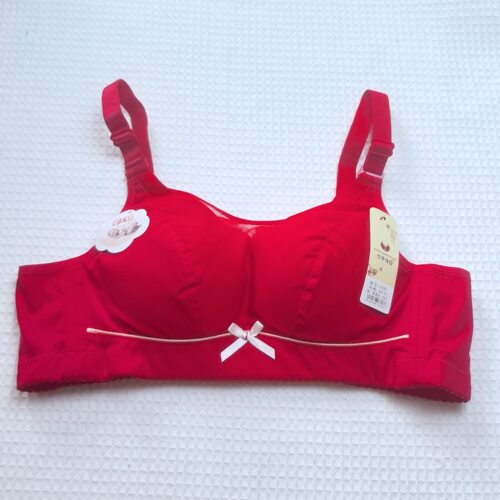 婴儿棉无钢圈文胸红色四排扣90B杯中厚款内衣抹胸式宽肩带本命年