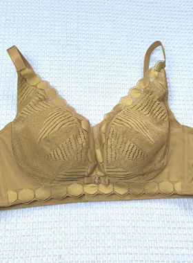 36/80A杯尾货内衣无牌无钢圈内衣文胸中厚蕾丝性感姜黄色