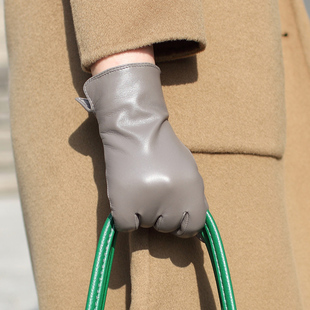 进口清水小山羊皮真皮手套女冬季加羊绒保暖薄款开车触屏骑行修手