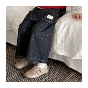 韩国同款 子长裤 儿童牛仔裤 街头裤 爱心 女童韩系INS风潮款 2025春季