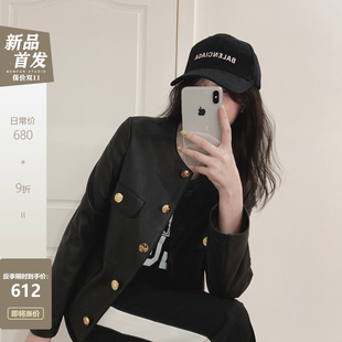 清仓欧洲站C家2021秋冬绵羊皮短款外套韩系简约风纯色皮衣