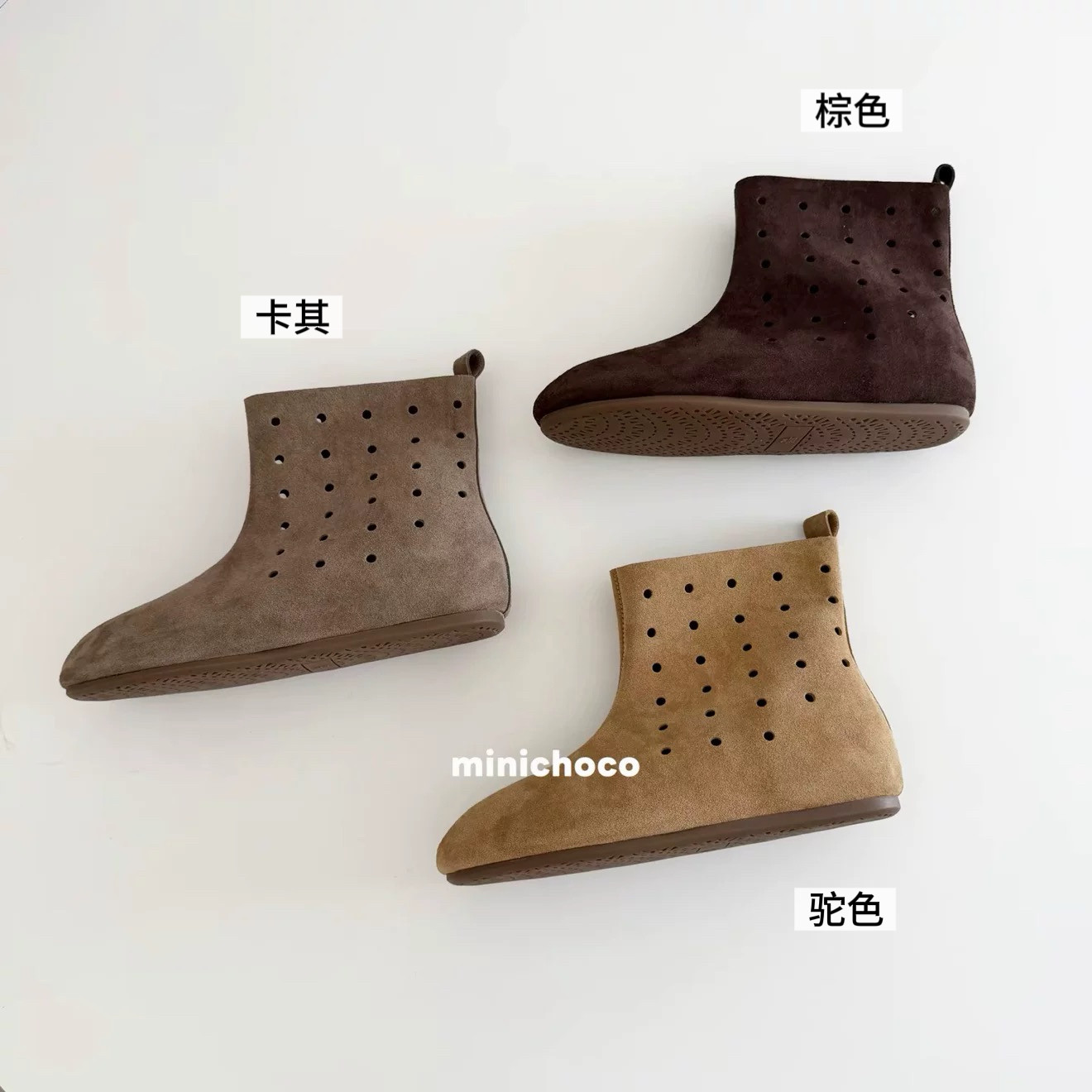 韩版秋季女童靴子镂空复古 洞洞短靴