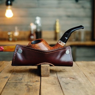 原创个性烟斗架真皮多用斗拖醒草盘可拆卸双层缝线手工定制斗架