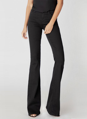 新款黑色高腰提臀干练显瘦女喇叭裤牛仔裤微喇裤镇店之宝裤子