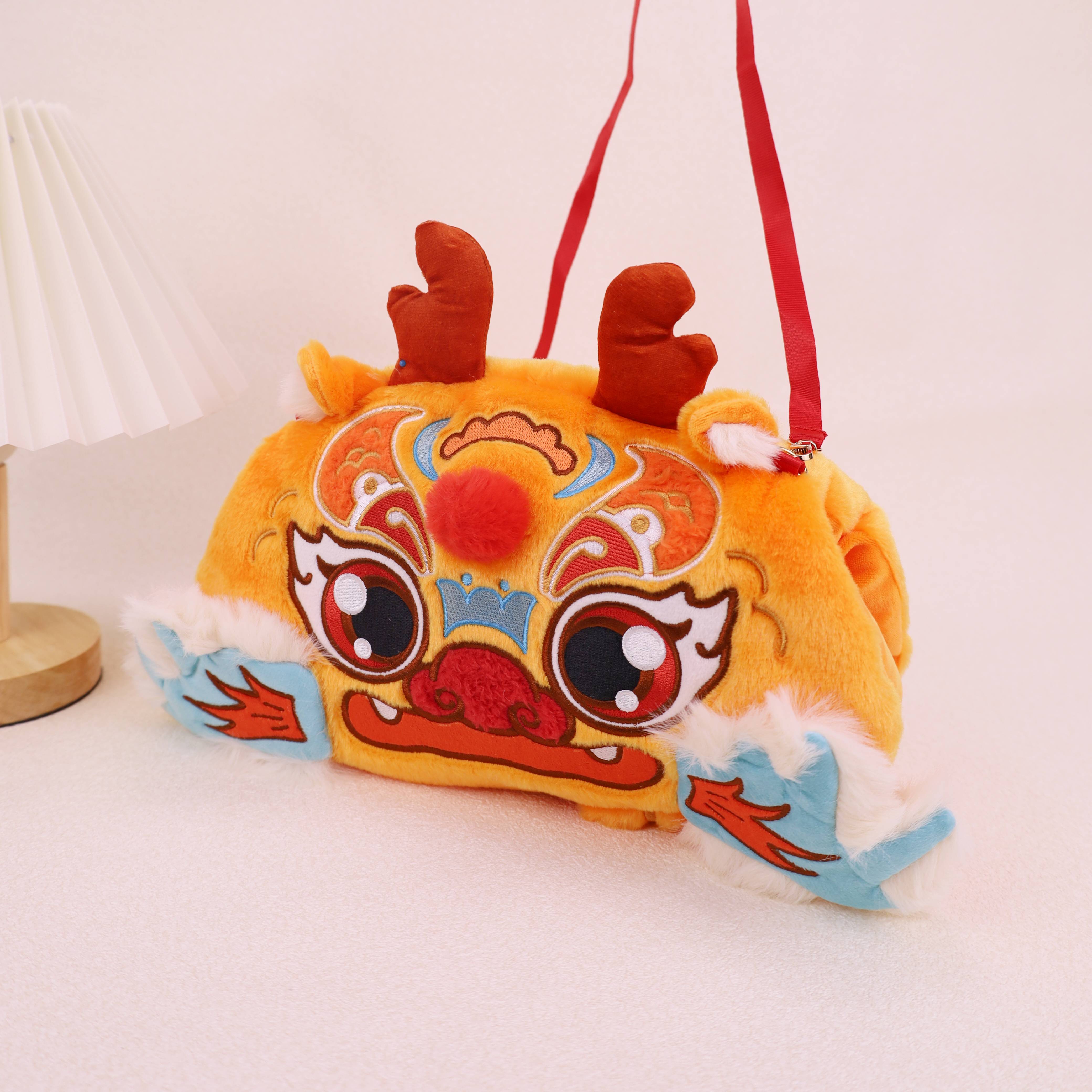 国潮风豫园原款毛绒小龙包暖手筒