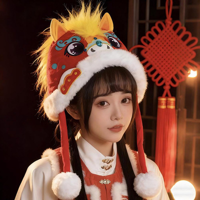 马发发虎头帽非遗手工国潮毛绒帽