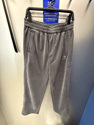 B2GMF4531 太平鸟男装2025年冬季新款灰色宽松直筒针织运动长裤潮