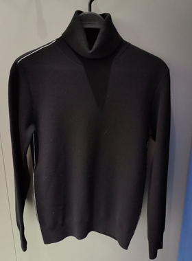 B1EGE4602 太平鸟男装冬季新款黑色保暖高领时尚修身百搭针织毛衣