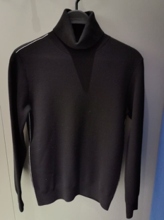 B1EGE4602 太平鸟男装冬季新款黑色保暖高领时尚修身百搭针织毛衣