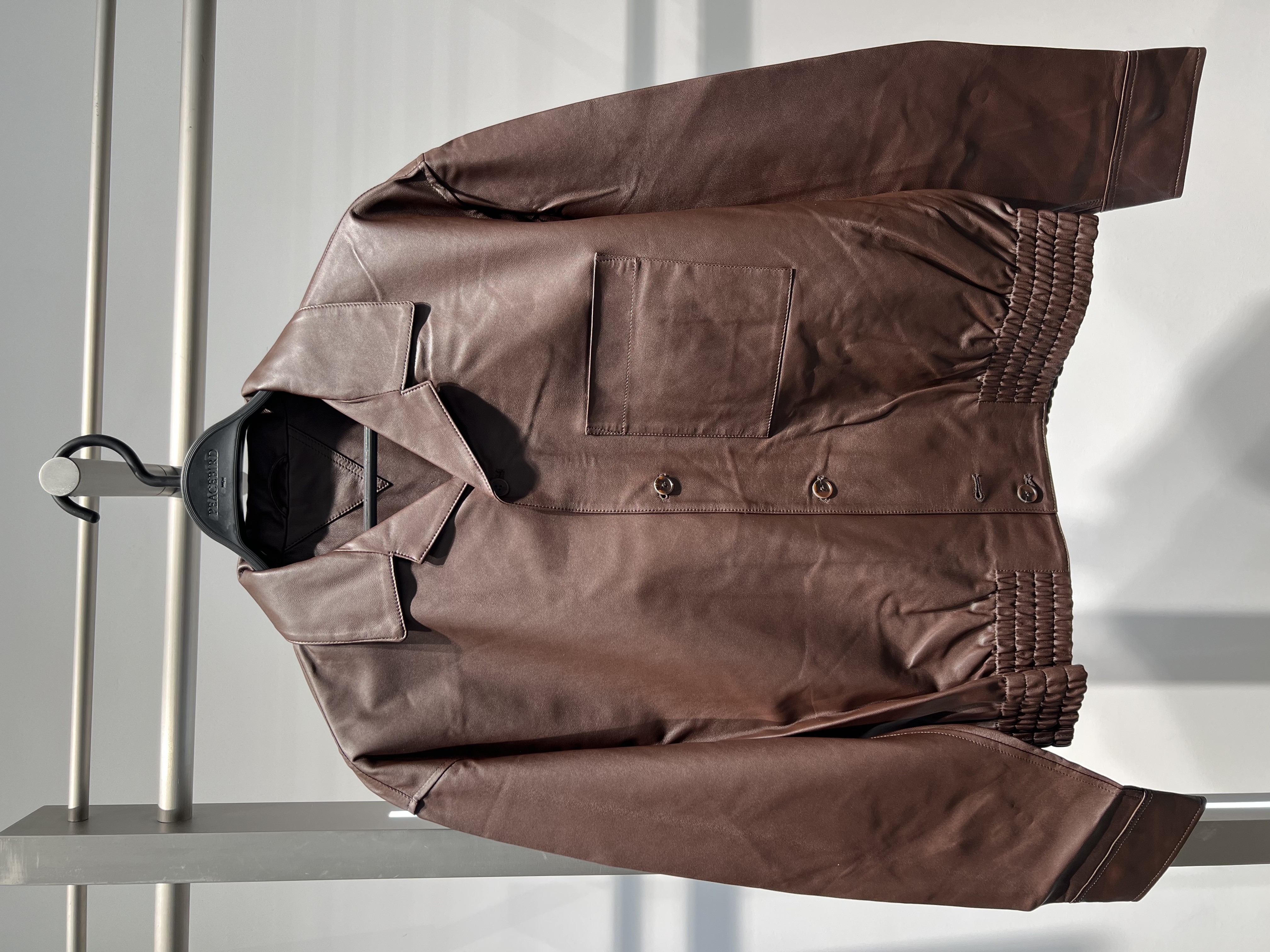 B1BDF4F02 太平鸟男装2025秋季新款时尚百搭宽松休闲翻领皮衣外套